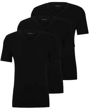 HUGO BOSS T-Shirt Vn 3p Co, Camiseta para Hombre, Negro (Black), M