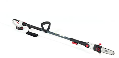 NAC PCB18E-AH-B15-S 18V motosierra a batería con pértiga NAC y espada NAC 20 cm (8”), suministrada junto con una batería moderna de iones de litio de 1,5 Ah y un cargador de 0,5 A