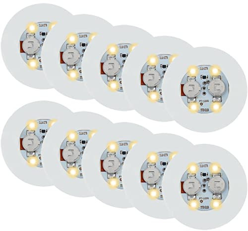 Deuson Beleuchtete Untersetzer mit mehreren Lichtmodi, 6 cm, 4 Stück, superhelle LED-Untersetzer, batteriebetrieben, für Bar, Club, KTV-Party (warmweiß), 10 Stück