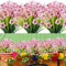 Kunstblumen für Draußen 12 Stück Kunstblumen Balkon UV-beständige Plastik Blumenstrauß Blumen Sträucher Unechte Blumen Innen Draussen für Zuhause Garten Büro Fenster Hof Hochzeit Pflanzen Deko (Rosa)