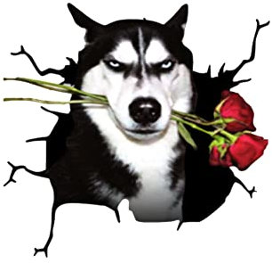 URFEDA 3D Hund Aufkleber - Sibirischer Husky Auto Sticker Frontscheibenaufkleber, 2 Paar PVC Wasserdichter Autoaufkleber, Lustige Persönlichkeit Car Aufkleber Sticker Dekor, 3D Auto Styling Aufkleber