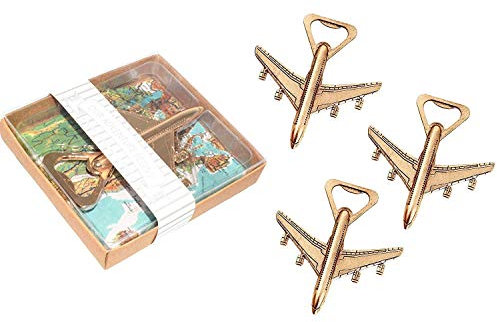 Duendhd Lot de 12 ouvre-bouteilles Avion Ouvre-boîte de bouteille de bière de voyage d'avion de fête Décorations d'anniversaire mariage