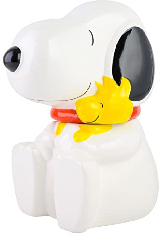 Peanuts Classic Snoopy Cookie Jar, 10.7-Inch Ceramic Kitchen Storage Container, Cartoon Collectible Treat Jar for Cookies and Snacks