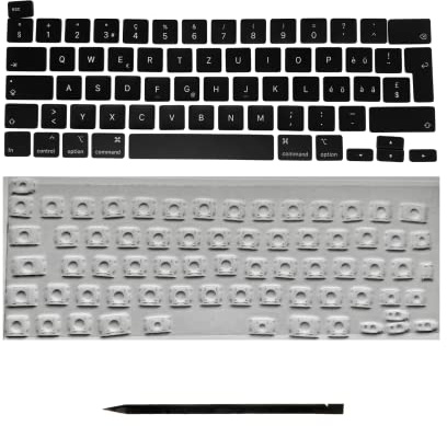 Generisch Ersatztasten & Scharniere für MacBook Pro 13 16 (2019-2020) A2141 A2251 A2289 CH-Layout QWERTZ ISO Schweizerisch