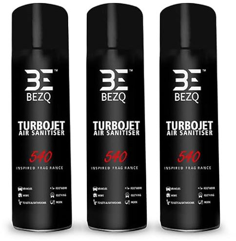(Pack of 3) Car Air Freshener for man, Luxury Designe, 540 Inspire Turbojet Air Sanitiser Freshener Blast Spray Cans 500ml - Use for Car, Home,Office, Bathroom Designer Fragrances