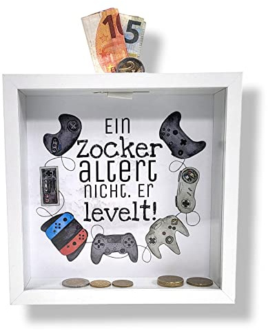 BUSDUGA 4136 Saving Bank Picture Frame 20 x 20 x 5 cm Money Box Money Gift for Gamers