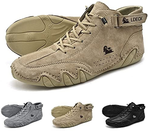 Stivali Alti In Pelle Scamosciata Fatti A Mano Italiani - Scarpe Becks Scarpe Da Ginnastica Casual In Pelle Scamosciata Impermeabili, Stivali Chukka Da Uomo Antiscivolo Traspiranti All'aperto(Color:Ca