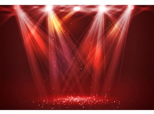 YongFoto 3,5x2,5m Vinyl Bühne Foto Hintergrund Bokeh Red Shinning Licht Glitzer Scheinwerfer für Konzert Musik Show zum Party Veranstaltung Fotografie Video Hintergrund Studio Requisiten Tapete