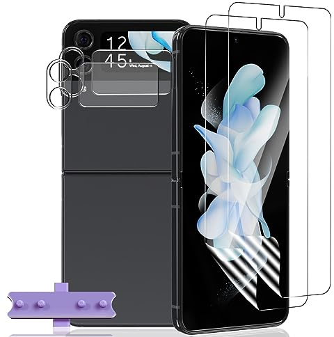 Yiunssy Protection pour Samsung Galaxy Z Flip 4 Protecteur d'écran, Film TPU Flexible 2Pièces + 2Pièces Protecteur D'écran externe + 2Pièces Samsung Galaxy Z Flip 4 Verre Trempé Protection d'objectif