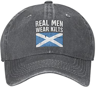 IUBBKI Real Men Wear Kilts Unisex Cowboyhut Baseball Caps Verstellbar Sport Golf Denim Casquette Cap Schwarz, Siehe Abbildung, L-3XL