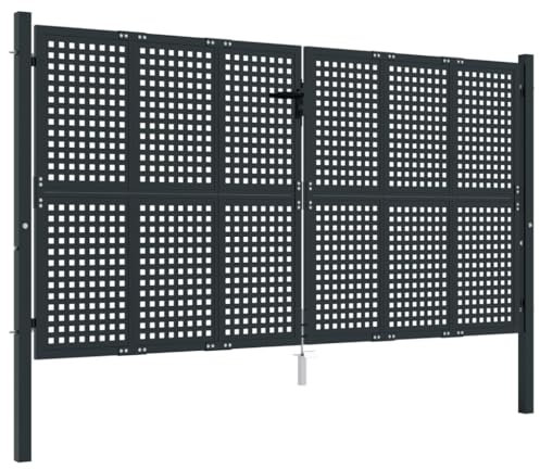 vidaXL Garden Gate in Anthracite - Durable Steel, Lockable Design, Sized 300x175 cm, Assembly Required
