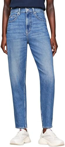 Tommy Jeans Vaqueros Mujer Mom Jeans Tapered Fit, Azul (Denim Medium), 33W/32L
