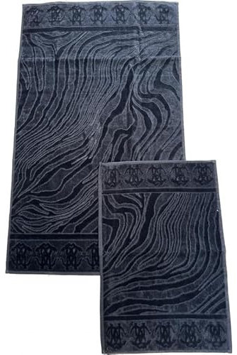 Roberto Cavalli Okapi Frottee-Handtücher aus reiner Baumwolle, 1 Paar, Schwarz