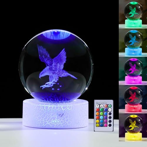 3D-Adler-Geschenke für Frauen, Kristallkugel – Adler-Figuren, Dekoration, Glastierfigur, Adler-Zubehör für Zimmer, Geburtstag, für beste Freunde, Liebhaber, Andenken, Briefbeschwerer