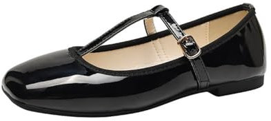 ANUFER Donna Scarpe Basse Mary Jane Fibbia Cinturino a T Ballerine SD5A1208 Nero EU38