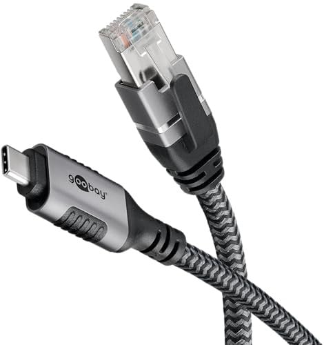 goobay 70699 Cavo da USB-C a RJ45 Ethernet CAT 6 per una connessione Internet cablata stabile con router/Modem/Switch di rete/Sostituisce l'adattatore da USB a RJ45 / 1 Gbit/s / 3 metri