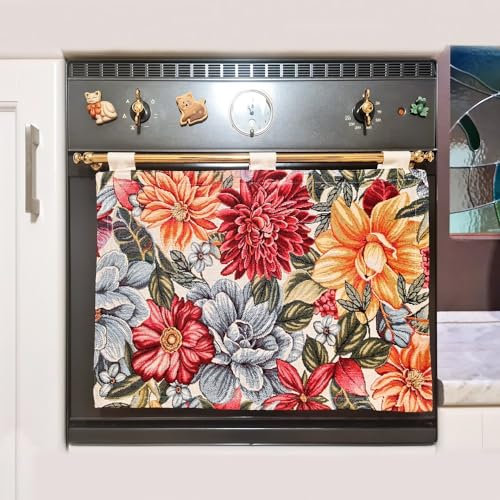 MAGIE DI CASA Copri Forno e fornelli Cucina Stoffa Copriforno Cucina Universale in Tessuto gobeline - Copriforno Primavera - Made in Italy (Fiore)