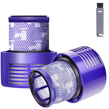Filtro di ricambio V10 per Dyson V10 Cyclone Series, V10 Absolute, V10 Animal, V10 Total Clean, SV12, ricambio n. 969082-01, 2 filtri e 1 spazzola per la pulizia