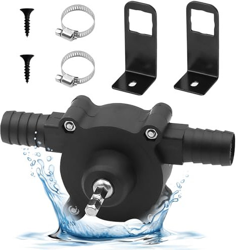 Tragbare Mini Pumpe Akkuschrauber Selbstansaugende Wassertransferpumpe mit Handbohrantrieb Hohe Durchflussmenge Bohrmaschinenpumpe mit 2 Eisenklammern für Diesel, Wasser, Flüssigkeit, Öl