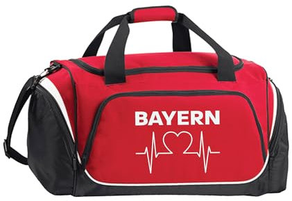 multifanshop Sporttasche - Bayern - Herzschlag - Druck weiß - Tasche Größe one size rot/schwarz