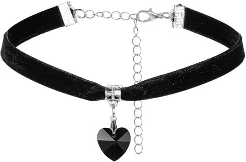 Mabor Choker Damen Schwarz,Herz Samt Choker Kette Damen Verstellbare Halsband Herz Schwarz Samt Halskette Vintage Halskette für Mädchen Halsband Gothic 90er Cosplay Party