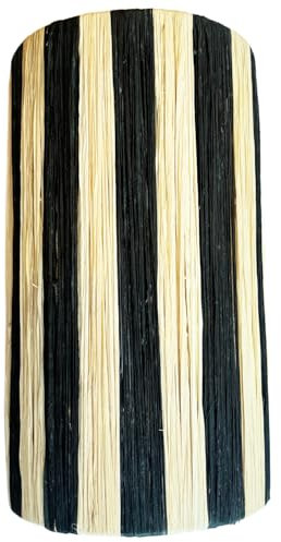 Wandleuchte Morjana im Boho-Design aus Raffiabast, Beige-Schwarz 35 cm