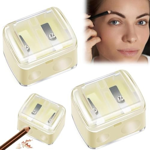 NHQZ 2 Stück Anspitzer dicke und dünne stifte für augenbrauenstift, Anspitzer mit behälter, B, A