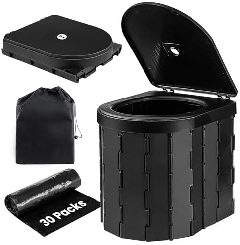 GROWNEER Portable Camping Toilet, Compact Travel Toilet for Adult Potty, Outdoor Foldable Toilet with Lid, Collapsible Toilet Bucket, Campervan Toilet, Camping Loo for Trip, Picnic, Fishing