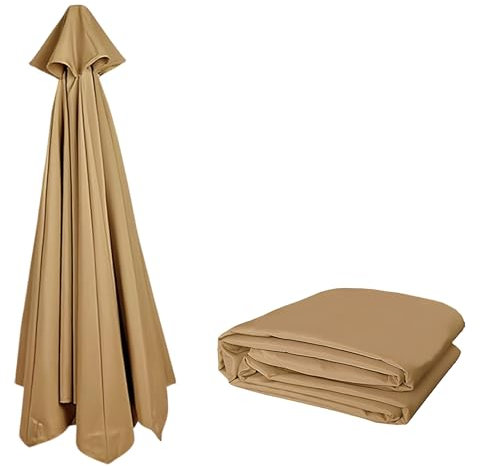 3.50M Toldo de Repuesto para Sombrilla de Terraza | Repuesto Paraguas Resistente Y Grueso | Cubierta de Toldo de 8 Varillas | Protección UV y Resistente Al Agua | Solo Tela de Parasol(Khaki)