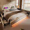 Merax Polsterbett 160x200cm Doppelbett Bettrahmen mit 4 Schublade, Gepolstertes Bett mit LED & USB-C-Ladeanschluss, Stauraumbett Funktionsbett mit Lattenrost, Samt, Retro-Stil, ohne Matratze, Beige
