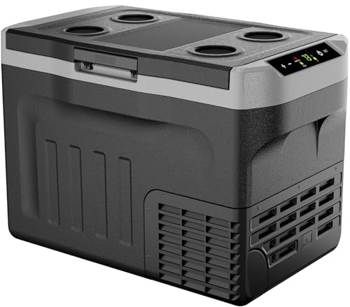 EKOJUCE 12 Volt Refrigerator, 32QT(30L) Compressor Electric Cooler, 12V fridge -4℉-68℉, Car Refrigerator 12/24V DC & 100-240V AC for Camping, Fishing, Travel, Home