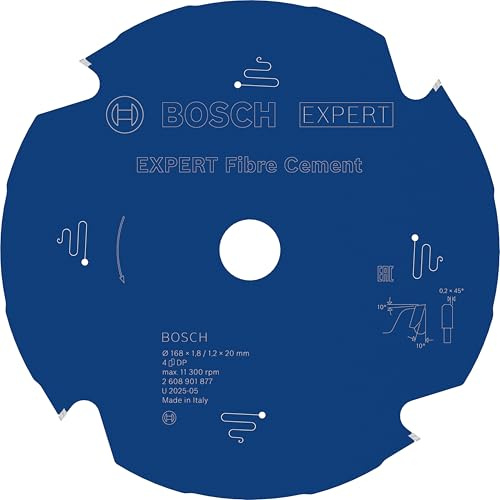 Bosch 1x Lame de scie circulaire filaire EXPERT Fibre Cement (pour Panneaux de fibro-ciment, Ø mm, Professional Accessoire Scies circulaires portatives filaires)
