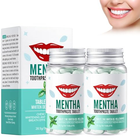 Zwei Boxen Zahnpasta Mit Minzgeschmack, Kautabletten Zahnpasta, Frischer Mund Gegen Gelbe Flecken, Neuwertiger Frischer Reise Tabs, Zahnputztabletten Die Vollwertige Alternative Tooth Paste