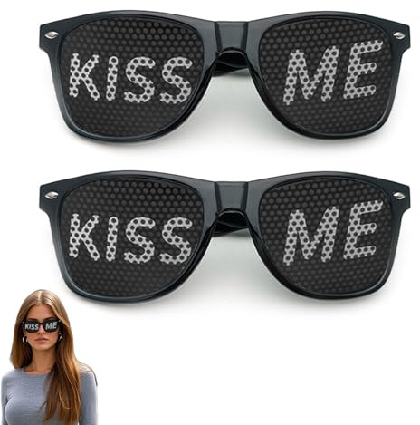 xolear 2 Stücke Partybrille Motiv Kiss Me Sonnenbrille, Retro kiss me Partybrille, Party Lustigebrille, Partybrillen Erwachsene, Geeignet für Musikfestivals, Partys, Karneval, als Foto Requisite