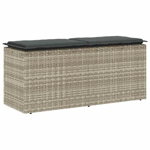 Frdhee Gartenmöbel Gartenbank, Sitzbank, Garten Lounge Bank, Gartenbank mit Kissen Hellgrau 110x40x44 cm Poly Rattan, Terrassenbank Für Terrassen, Balkon, Outdoor, Ergonomisch