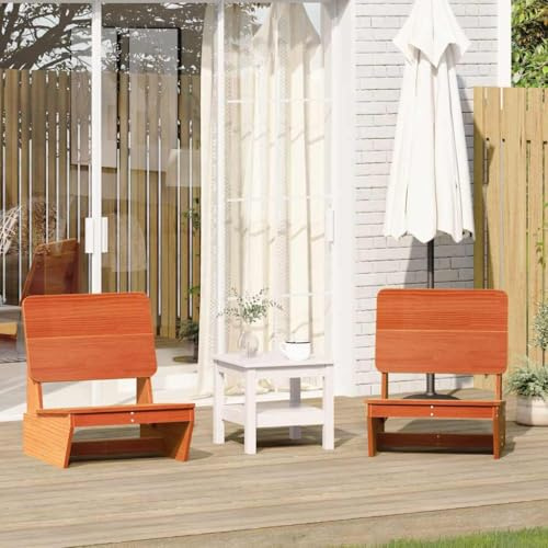 Owoxanthellate Gartenstuhl Set Wachsbraun 2er Massives Kiefernholz 60x64x70 cm Robust & Bequem für Balkon Terrasse Camping und kleine Outdoorbereiche