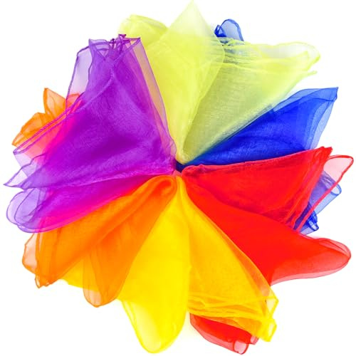 NEBURORA Lot de 6 foulards de jonglage carrés et colorés, 6 couleurs