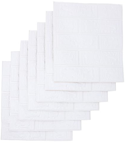 HOMSFOU Lot de 10 Stickers Muraux 3d Effet Brique, Autocollants Adhésifs en Mousse Xpe Blanche, Dimensions 35x38,5 Cm, Papier Peint Autocollant pour Décoration Murale, Cuisine, Salon