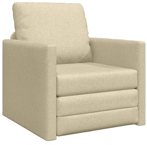 Mhdvray Schlafsofa 60 cm Creme mit Metallrahmen Mini Couch klappbar für Wohnzimmer Jugendzimmer Flur 74 x 77 x 81 cm Modernes Design Robust und Langlebig