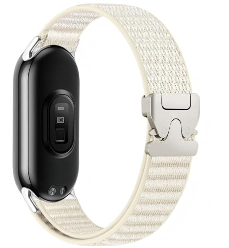 Wigento Smartwatch Armband Nylon für Xiaomi Smart Band 10/9 / 8 Parachute Schnalle Schwarz