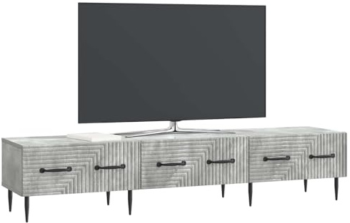 vidaXL TV-Schränk Betongrau 147 x 34,5 x 30 cm Holzwerkstoff, Wohnzimmeraufbewahrung, Vintage-Medienschrank, rechteckiger TV-Tisch, Möbel aus Holz, Unterhaltungsstation