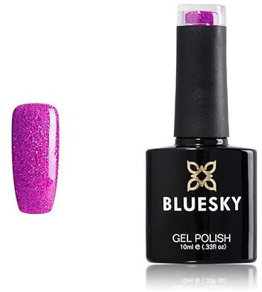 BlueSky 80602 - Smalto gel gel per unghie a forma di farfalla con brillantini, 10 ml, colore: Rosa ciliegia
