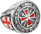BOBIJOO JEWELRY - Chevalière Bague Anneau Homme Chevalier Templier Tout Argenté Croix Rouge Email Diamant Trésor - 22,6 (13 US)