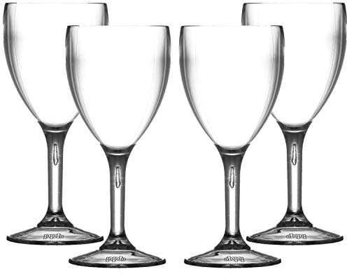 Virtually Glass Elite Premium Reusable Shatterproof Polycarbonate Plastic Wine Glasses - Height 17.3cm, Max Diameter 7.5cm