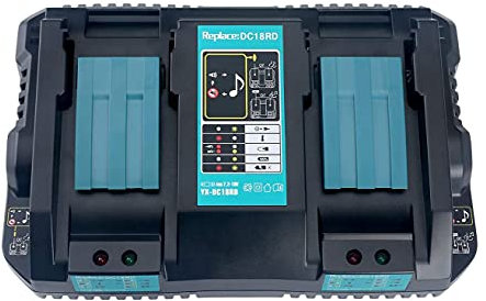 Chargeur pour Makita DC18RD 196933-6 Chargeur rapide 4A Double Chargeur pour Makita Batterie 14.4V BL1415 BL1430 BL1440 BL1450 et 18V BL1815 BL1830 BL1840 BL1850 BL1860
