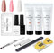 Makartt Nail Builder Gel Kit, Nail Extension Kit Natural colour with Base Gel Top Coat Builder Gel for Nail DIY Nail Starter Set