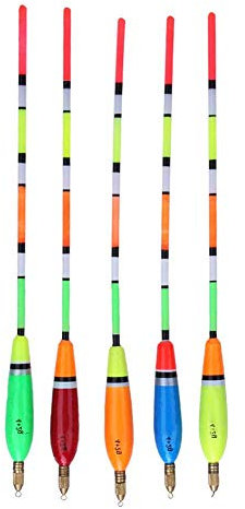 Keenso Fishing Floats Kit, 5PCS Multiple Color Lightweight Balsa Wood Fishing Floats Sensitive High Visibility Fishing Bobber Kit Fishing Bite Indicator Angling Equipment(4+2g) fish float