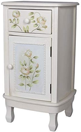 Romantsicher Landhausstil Schrank mit Rosenbemalung Altweiss 68x38x31 cm frf038 Palazzo Exklusiv