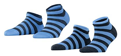 ESPRIT Damen Mesh Stripe 2-Pack Sneaker Biologische Baumwolle Weiß Blau viele weitere Farben verstärkte Sneakersocken mit Muster atmungsaktiv dünn geringelt im Doppelpack 2 Paar