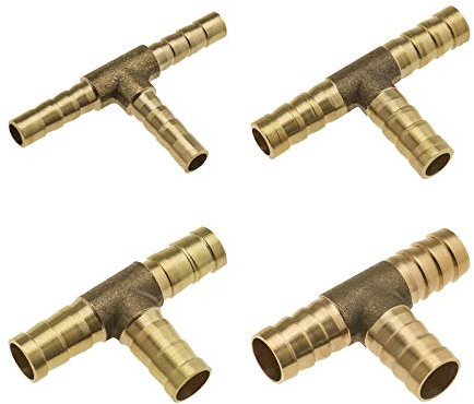 OTOTEC Tuyau en Laiton en Forme de T Barbe Raccord de Connecteur à 3 Voies pour Carburant Air Eau Huile 6mm 8mm 10mm 12mm